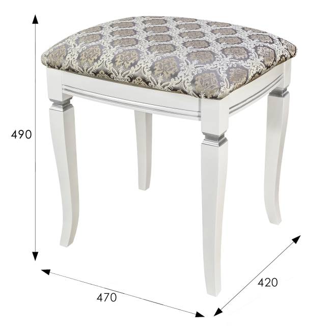 Банкетка Васко В 106Н белый/серебро, Маркус серебро