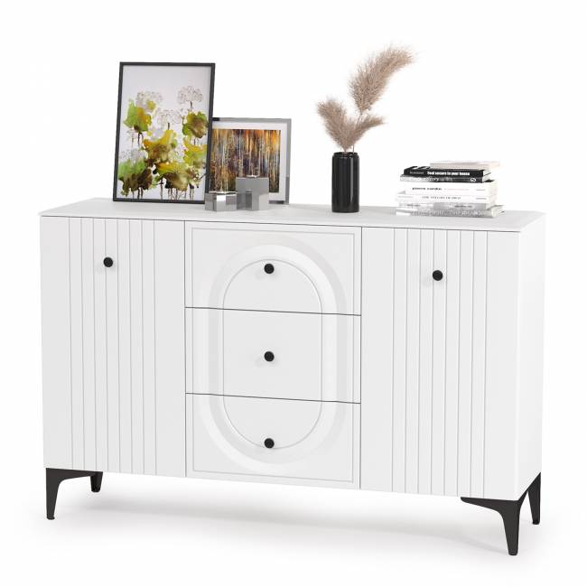 Комод-ТВ-тумба Валенсия 13.309 с навесной полкой цвет белый шагрень Комод-ТВ-тумба Валенсия 13.309 с навесной полкой цвет белый шагрень