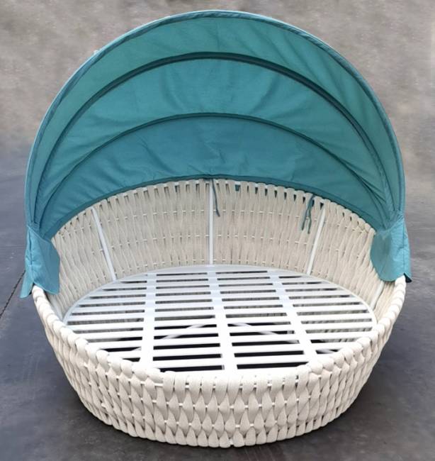 Лаунж-диван плетеный Samui бежевый, белый, бирюзовый 1700х1800х800 мм