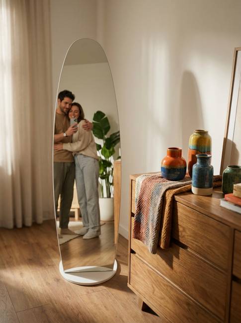 Зеркало напольное Стелла 1 белый 157,8 см х 40,4 см