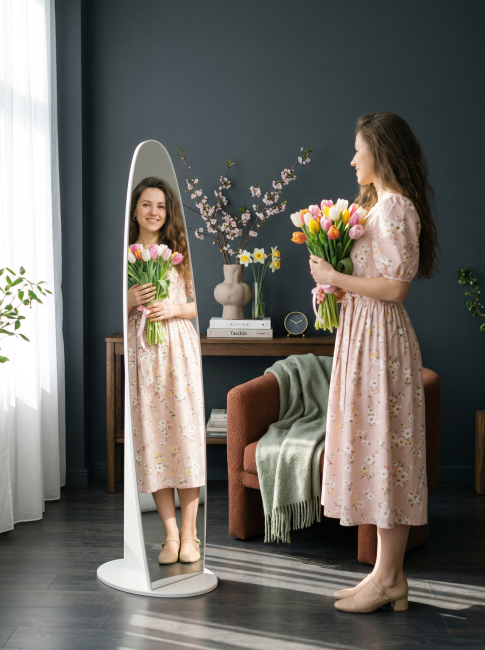 Зеркало напольное Стелла 1 белый 157,8 см х 40,4 см