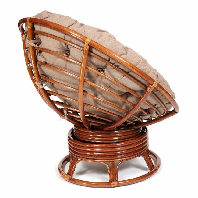 Кресло-качалка PAPASAN/ПАПАСАН w 23/01 B /с подушкой/ 115х78х104 см, Pecan (орех), экошерсть Коричневый, 1811-5 Pecan (орех)