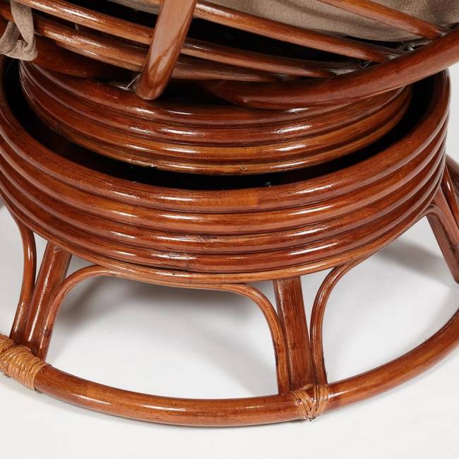 Кресло-качалка PAPASAN/ПАПАСАН w 23/01 B /с подушкой/ 115х78х104 см, Pecan (орех), экошерсть Коричневый, 1811-5 Pecan (орех)