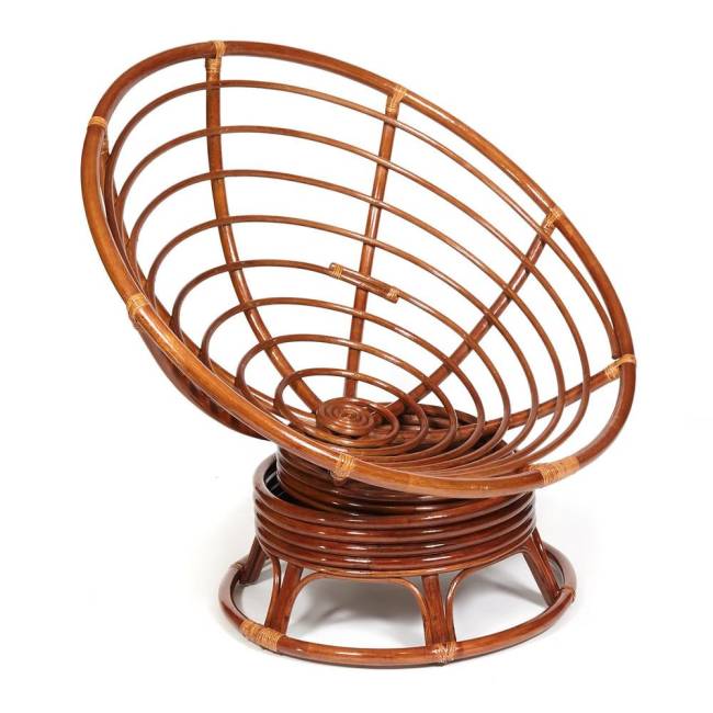 Кресло-качалка PAPASAN/ПАПАСАН w 23/01 B /с подушкой/ 115х78х104 см, Pecan (орех), экошерсть Коричневый, 1811-5 Pecan (орех)