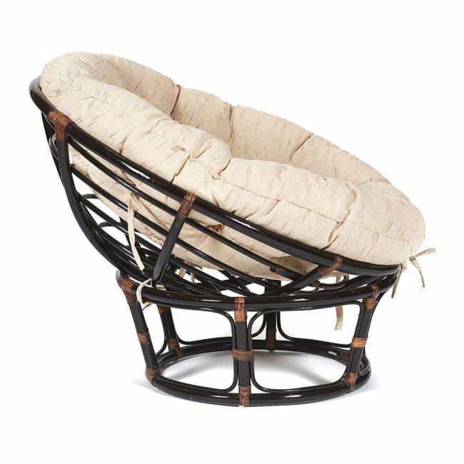 Кресло PAPASAN/ПАПАСАН 23/01 W  /с подушкой/ диаметр подушки 129 см, 115х101х104 см, Antique brown (античный черно-коричневый), ткань Старт Кресло PAPASAN/ПАПАСАН 23/01 W  /с подушкой/ диаметр подушки 129 см, 115х101х104 см, Antique brown (античный черно-коричневый), ткань Старт