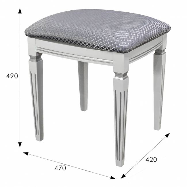 Банкетка Васко В 107Н белый/серебро, Атина серебро Банкетка Васко В 107Н белый/серебро, Атина серебро
