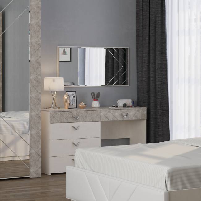 Столик туалетный с зеркалом Амели Моби цвет шёлковый камень/бетон чикаго беж