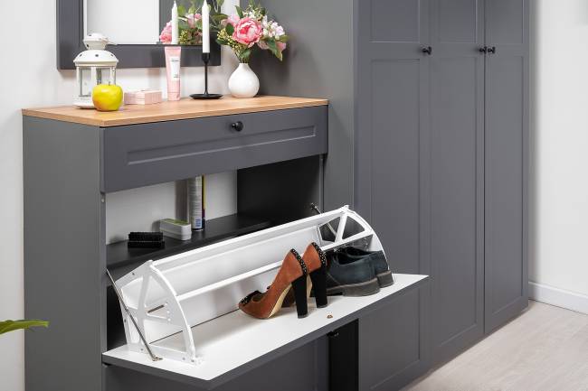 Две тумбы для обуви Остин цвет серый графит/дуб крафт золотой