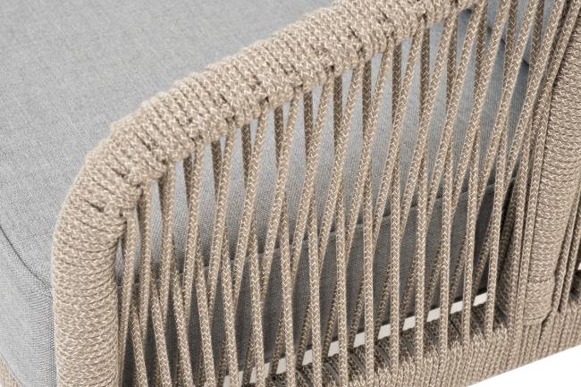 "Канны" диван 2-местный плетеный из роупа, каркас алюминий светло-серый (RAL7035) шагрень, роуп серый меланж круглый, ткань светло-серая "Канны" диван 2-местный плетеный из роупа, каркас алюминий светло-серый (RAL7035) шагрень, роуп серый меланж круглый, ткань светло-серая