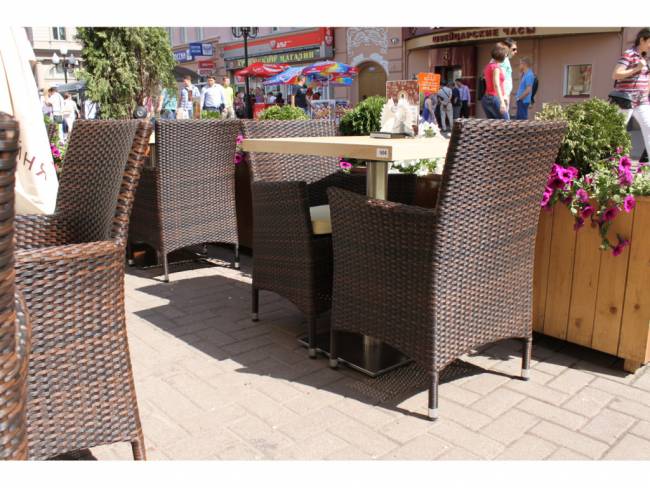 Кресло плетеное с подушкой GS 909 коричневый, бежевый 600х510х850 мм Кресло плетеное с подушкой GS 909 коричневый, бежевый 600х510х850 мм