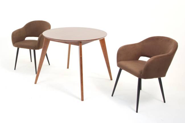 Стол Сканди К 100 орех с креслами Пичч велюр коричневый