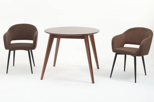 Стол Сканди К 100 орех с креслами Пичч велюр коричневый