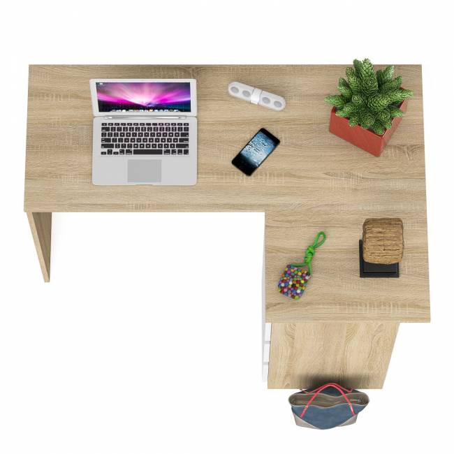 Угловой компьютерный стол Мори МС-16 правый цвет дуб сонома/белый