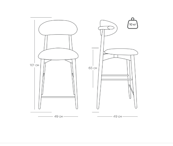 Стул Глори полубарный графит, опора бук коричневый