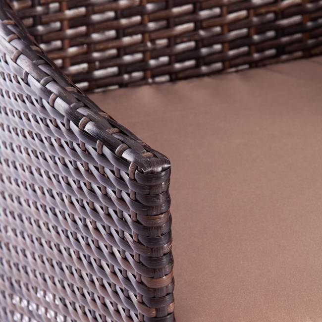 Лаундж сет [диван+2кресла+столик+подушки] (мод.210013 А) пластиковый ротанг, 107х60х83см/60х60х83см/79,5х45,5х34см, темно-коричневый, ткань DB-18 серый темно-коричневый, ткань DB-18 серый пластиковый ротанг