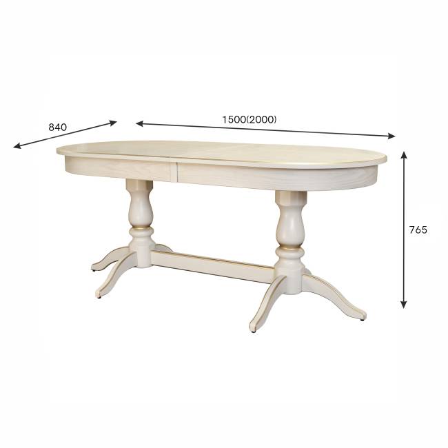 Стол обеденный Тарун 3 раздвижной слоновая кость/золото 150/200*84