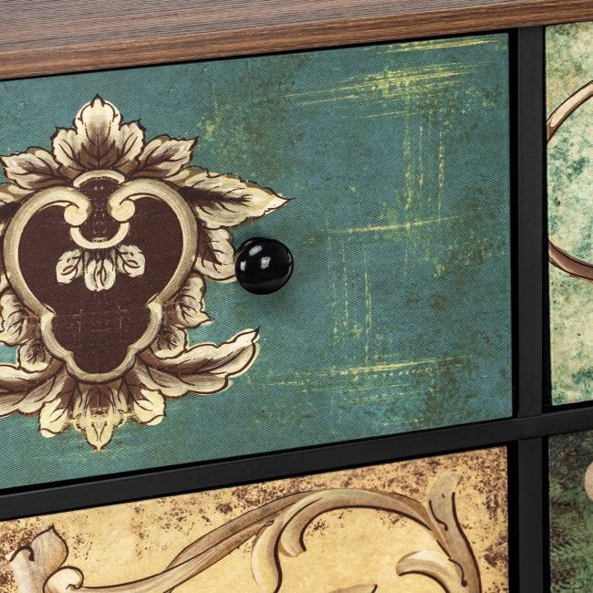 Комод Leset Лунет 9 ящ. Чёрный Мульти зеленый