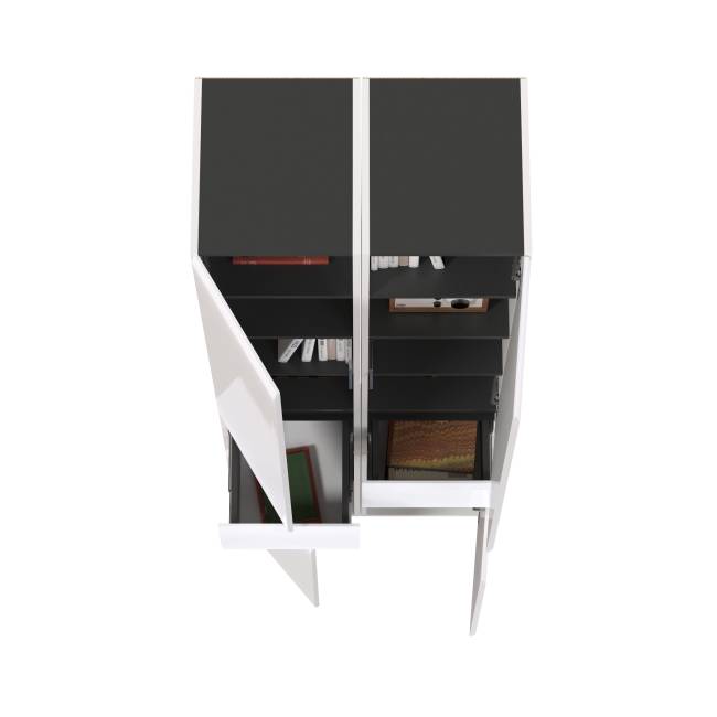 Два шкафа-пенала с выдвижным ящиком Сидней цвет белый/чёрный/МДФ белый глянец