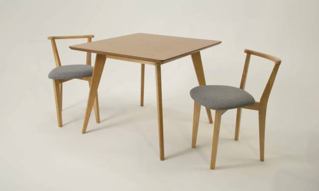 Стол Сканди М 100 натур со стульями Франк натур рогожка серый