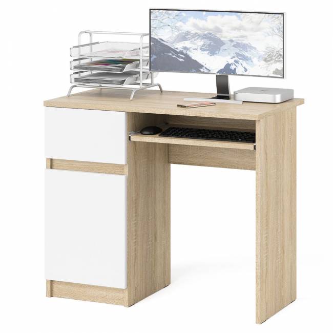 Стол компьютерный Мори МС-1 левый цвет дуб сонома/белый Стол компьютерный Мори МС-1 левый цвет дуб сонома/белый