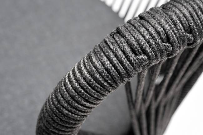 "Венето" обеденная группа на 6 персон со стульями "Милан", каркас темно-серый, роуп темно-серый