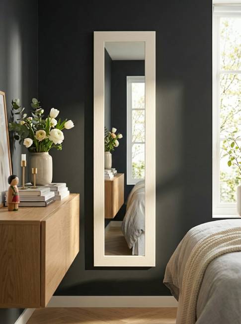 Зеркало настенное BeautyStyle 9 слоновая кость 138 см х 35 см