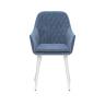 Стул с подлокотниками Leset Слим, каркас Белый, велюр Синий Синий Белый