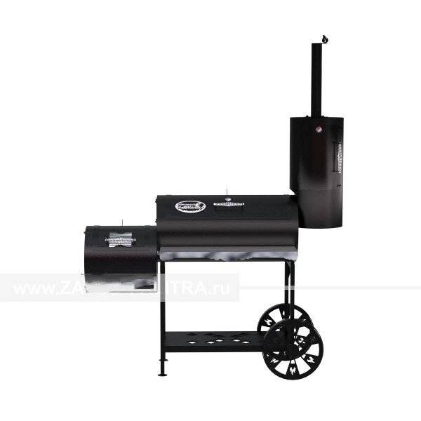 Гриль-Смокер XXL, из стали толщиной 5 мм, с топкой слева, в термостойкой покраске Гриль-Смокер XXL, из стали толщиной 5 мм, с топкой слева, в термостойкой покраске