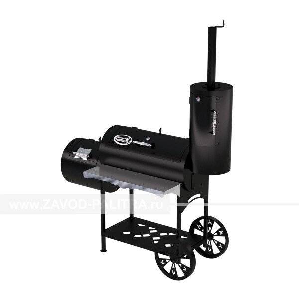 Гриль-Смокер XXL, из стали толщиной 5 мм, с топкой слева, в термостойкой покраске Гриль-Смокер XXL, из стали толщиной 5 мм, с топкой слева, в термостойкой покраске