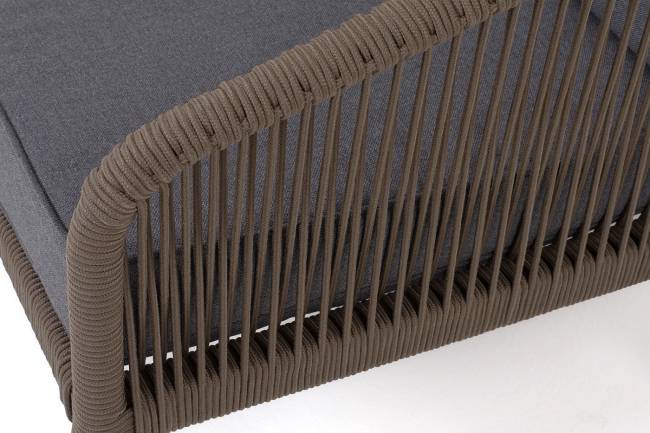 "Канны" диван 3-местный плетеный из роупа, каркас алюминий темно-серый (RAL7024) шагрень, роуп темно-серый круглый, ткань темно-серая 019 "Канны" диван 3-местный плетеный из роупа, каркас алюминий темно-серый (RAL7024) шагрень, роуп темно-серый круглый, ткань темно-серая 019