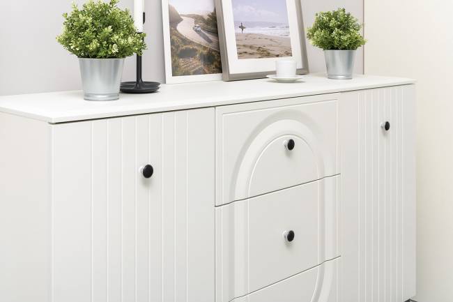 Два Комода Валенсия можно использовать как ТВ-тумбу цвет белый шагрень