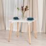 Стол JOHN (mod. T1003) МДФ/дерево, 80 х 80 х 75 см , White (Белый) / Natural (натуральный) White (Белый) / Natural (натуральный) МДФ/дерево