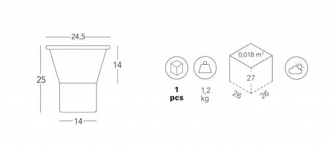 Ваза для цветов Mimosa бледно-розовый, бордовый Ø245х250 мм