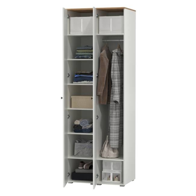 Два шкафа-пенала Остин цвет белый шагрень/дуб крафт золотой