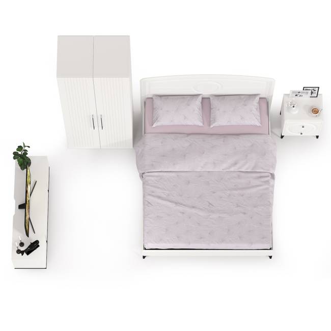 Комплект белой мебели для спальни Валенсия № 35 цвет белый шагрень/чёрный