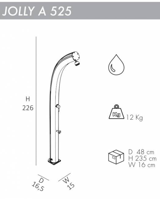 Душ уличный Jolly A 525 голубой 165х150х2260 мм Душ уличный Jolly A 525 голубой 165х150х2260 мм