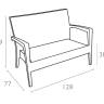 Диван пластиковый плетеный двухместный с подушкой Miami Lounge Sofa антрацит 1280x770x890 мм
