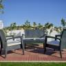 Диван пластиковый плетеный двухместный с подушкой Miami Lounge Sofa антрацит 1280x770x890 мм