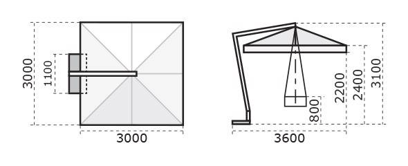 Зонт профессиональный 3х3 м Napoli Braccio антрацит, терракотовый 3000х3000 мм Зонт профессиональный 3х3 м Napoli Braccio антрацит, терракотовый 3000х3000 мм