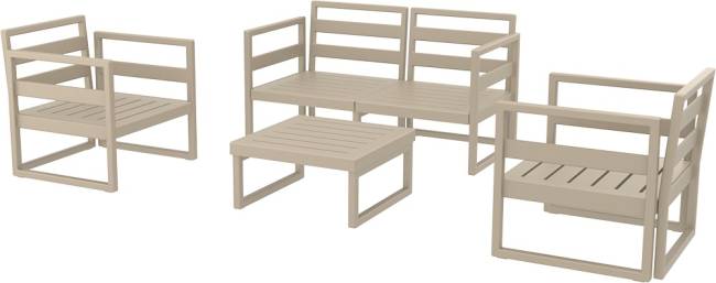 Комплект пластиковой мебели Mykonos бежевый, темно-серый Комплект пластиковой мебели Mykonos бежевый, темно-серый