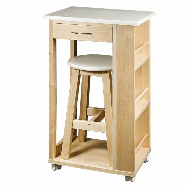 Тумба с табуретом белый/лак Тумба с табуретом белый/лак