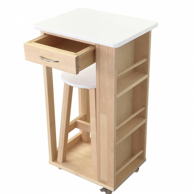 Тумба с табуретом белый/лак Тумба с табуретом белый/лак