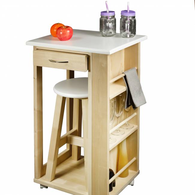 Тумба с табуретом белый/лак Тумба с табуретом белый/лак