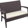 Диван пластиковый плетеный двухместный с подушкой Miami Lounge Sofa коричневый 1280x770x890 мм
