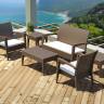 Диван пластиковый плетеный двухместный с подушкой Miami Lounge Sofa коричневый 1280x770x890 мм