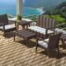 Диван пластиковый плетеный двухместный с подушкой Miami Lounge Sofa коричневый 1280x770x890 мм