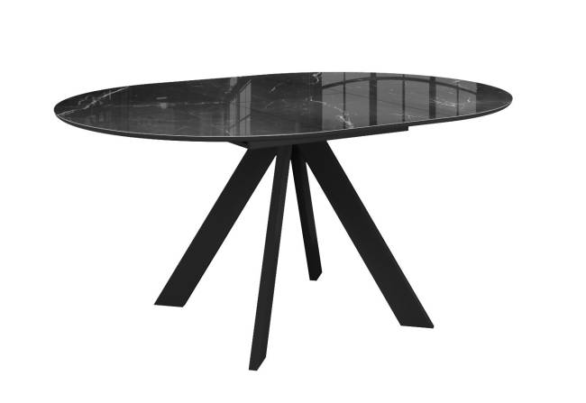 Стол DikLine SFC110 d1100 стекло Оптивайт Черный мрамор/подстолье черное/опоры черные