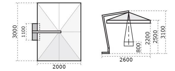 Зонт профессиональный 2х3 м Napoli Braccio антрацит, слоновая кость 2000х3000 мм Зонт профессиональный 2х3 м Napoli Braccio антрацит, слоновая кость 2000х3000 мм