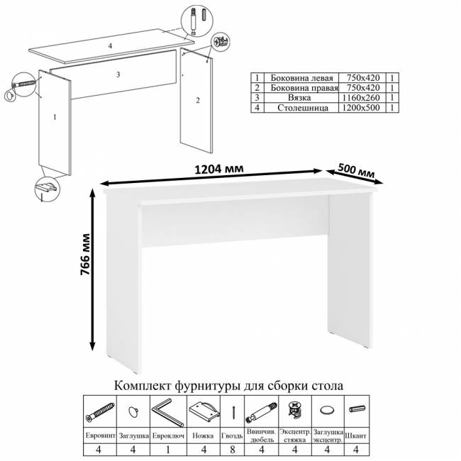 Стол письменный Мори МСП1200.1 цвет белый Стол письменный Мори МСП1200.1 цвет белый