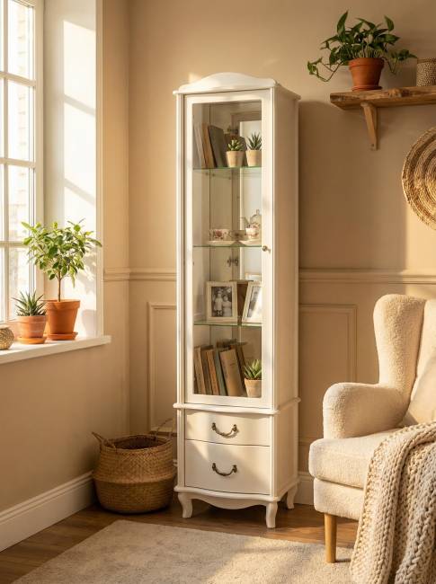 Шкаф-витрина Джульетта, молочный дуб Л